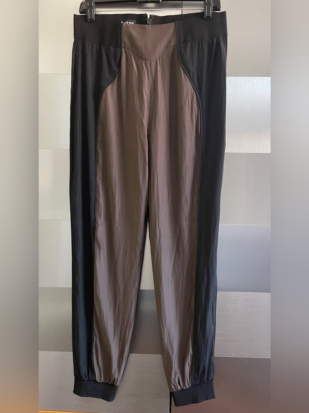 NWO Bebe Two-Tone Black and Brown Pants with Elastic waist & hem